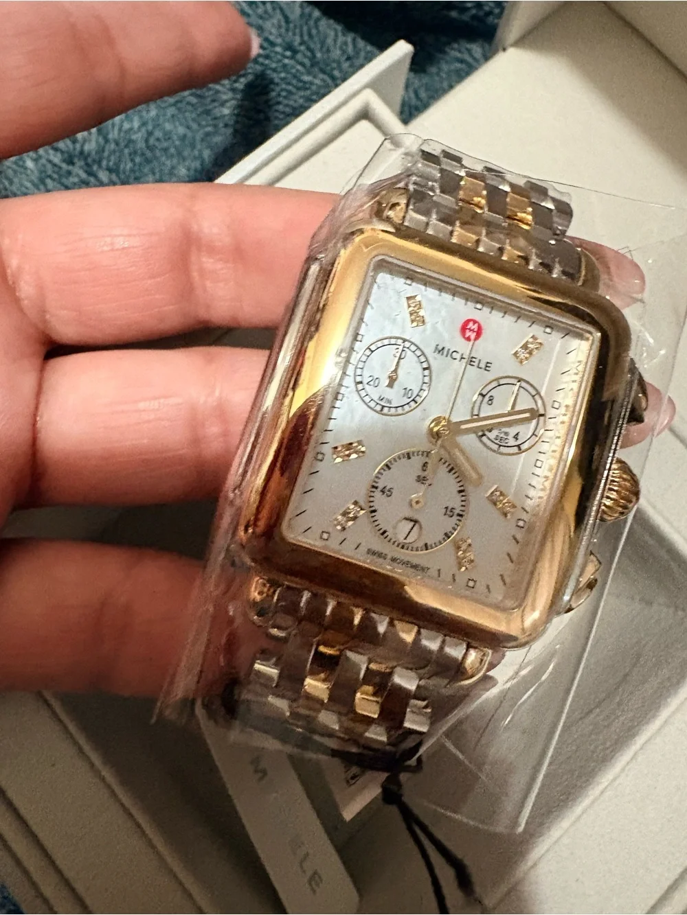 MICHELE Deco Diamond Chronograph Bracelet Watch, 33mm